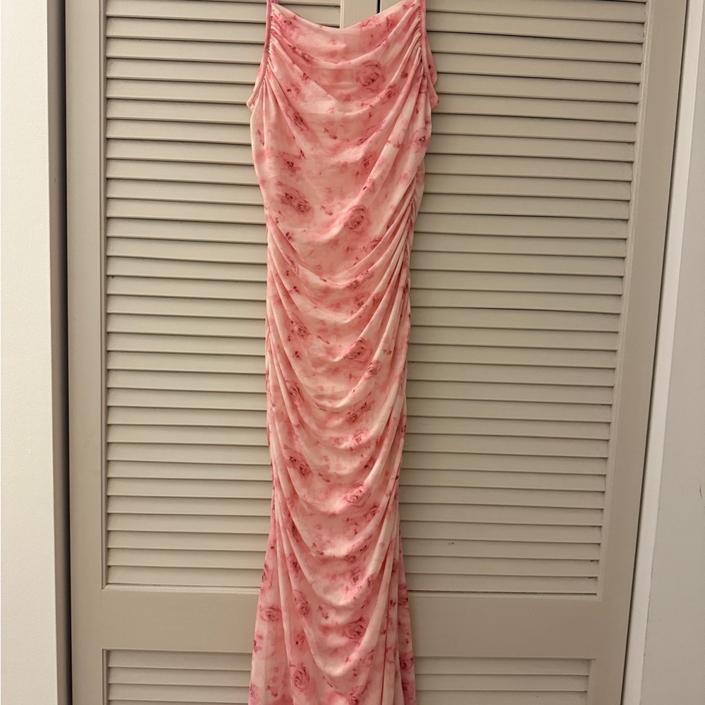 Elegant Pink Floral Maxi Dress